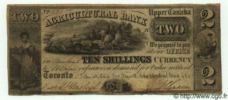 10 Shillings / 2 Dollars CANADA  1835 PS.1558 F - VF