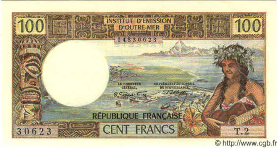 100 Francs TAHITI  1972 P.24b ST