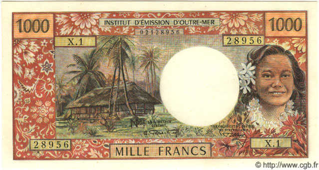 1000 Francs TAHITI  1968 P.26 q.FDC