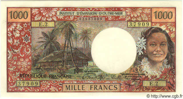 1000 Francs TAHITI  1971 P.27 FDC