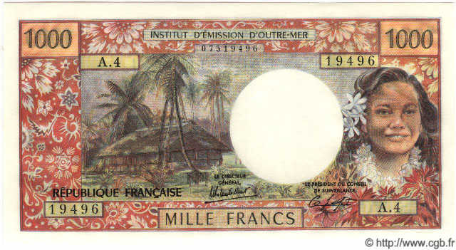 1000 Francs TAHITI  1983 P.27 UNC