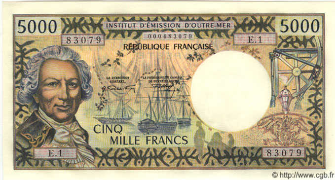 5000 Francs TAHITI  1971 P.28 UNC