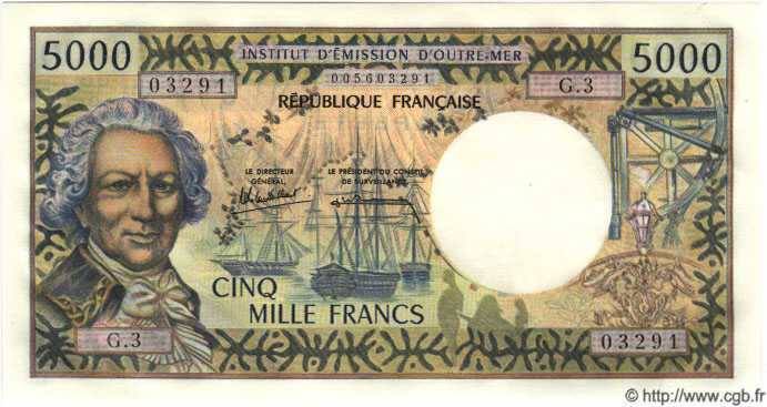 5000 Francs TAHITI  1985 P.28 FDC