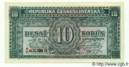 10 Korun TSCHECHOSLOWAKEI  1945 P.060 ST