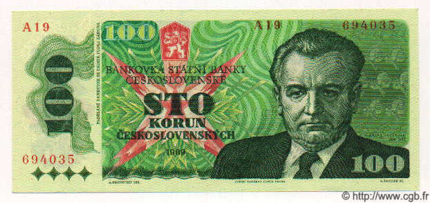 100 Korun CZECHOSLOVAKIA  1989 P.097 UNC-
