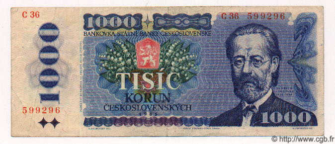 1000 Korun CZECHOSLOVAKIA  1985 P.098 F+