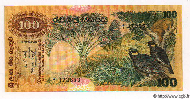 100 Rupees CEYLON  1979 P.088a UNC