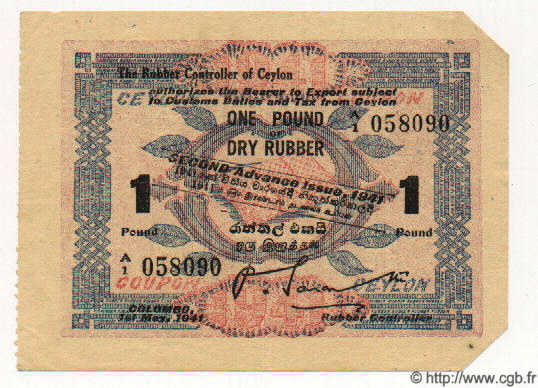1 Pound CEYLON  1941 P.- fST