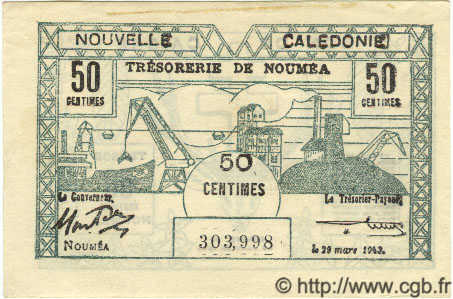 50 Centimes NOUVELLE CALÉDONIE  1943 P.54 AU