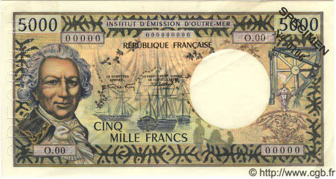 5000 Francs Spécimen NOUVELLE CALÉDONIE  1971 P.62s AU