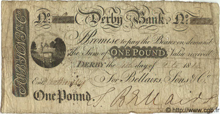 1 Pound ENGLAND Derby 1813 G.0984 SGE