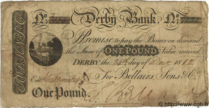 1 Pound ENGLAND Derby 1812 G.0984 S
