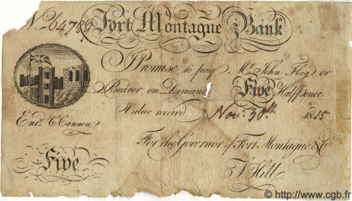 5 Pounds ENGLAND Fort Montague 1815 G.6095A GE