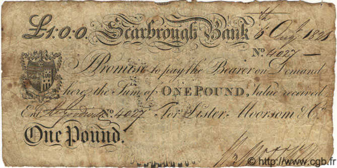 1 Pound ENGLAND Scarborough 1821 G.2568C F