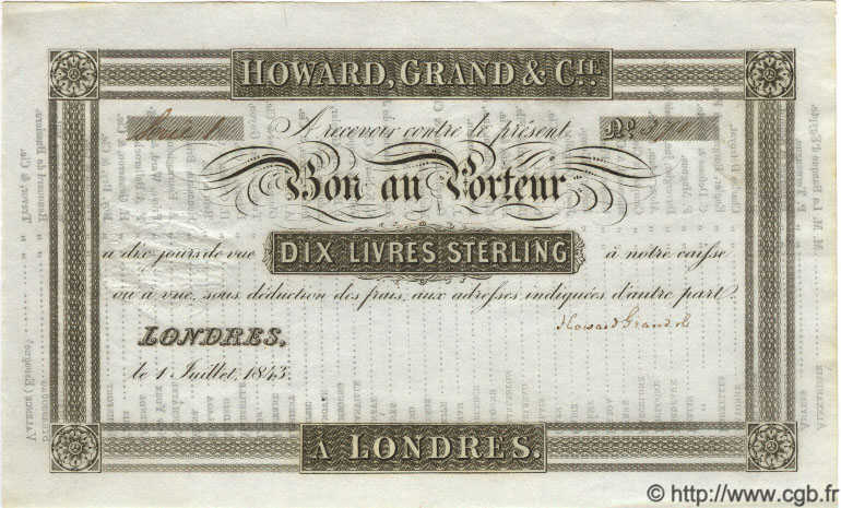 10 Livres Sterling INGLATERRA  1843 P.- SC