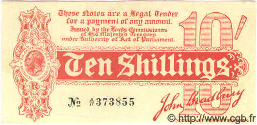 10 Shillings INGLATERRA  1914 P.346 FDC