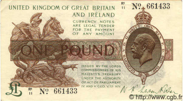 1 Pound ENGLAND  1923 P.359b AU