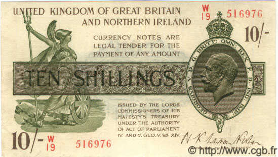 10 Shillings INGLATERRA  1927 P.360 MBC+