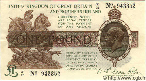 1 Pound ENGLAND  1928 P.361 XF+
