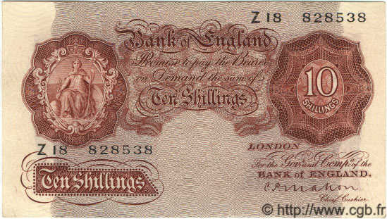 10 Shillings ENGLAND  1928 P.362a VF