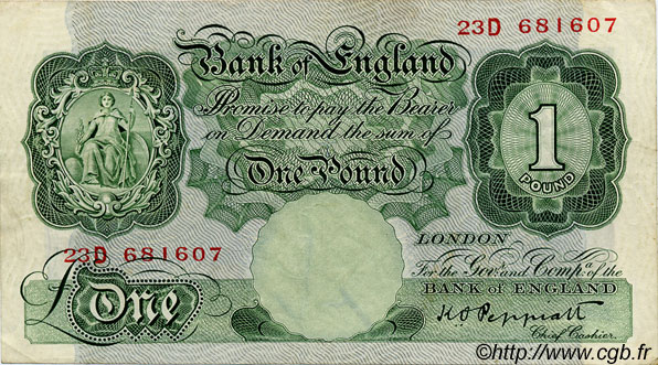 1 Pound ENGLAND  1934 P.363c fSS