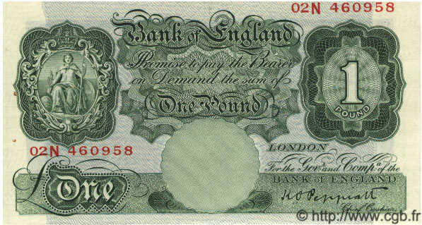1 Pound INGLATERRA  1934 P.363c EBC