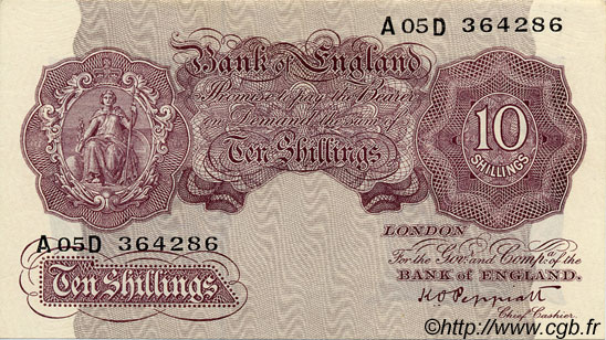 10 Shillings ENGLAND  1940 P.366 AU-