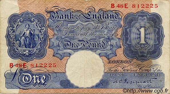 1 Pound INGLATERRA  1940 P.367a BC+