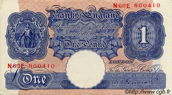 1 Pound ENGLAND  1940 P.367a XF
