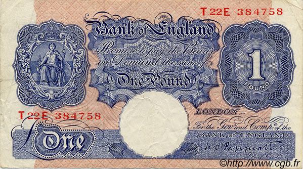 1 Pound INGHILTERRA  1940 P.367a BB