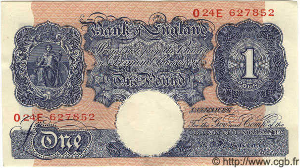 1 Pound INGHILTERRA  1940 P.367a AU
