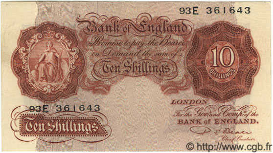 10 Shillings INGHILTERRA  1950 P.368b SPL