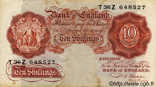 10 Shillings ENGLAND  1950 P.368b F