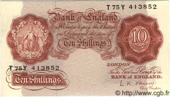 10 Shillings ENGLAND  1955 P.368c UNC-