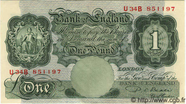 1 Pound ENGLAND  1950 P.369b AU-