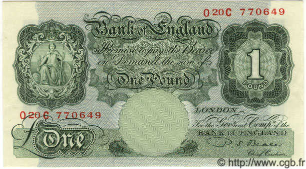 1 Pound INGLATERRA  1950 P.369b FDC