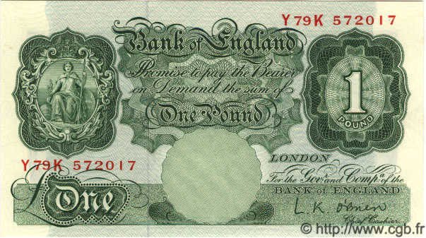 1 Pound ENGLAND  1955 P.369c fST+