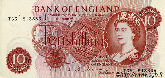 10 Shillings ENGLAND  1963 P.373b VZ