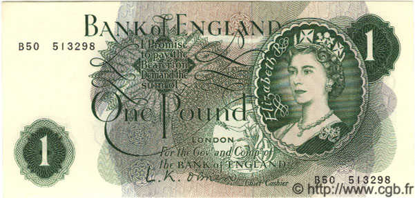 1 Pound ENGLAND  1960 P.374a fST+