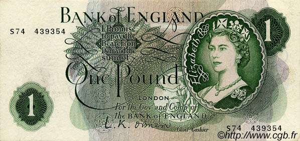 1 Pound ENGLAND  1960 P.374a XF
