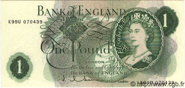 1 Pound ENGLAND  1963 P.374c UNC-
