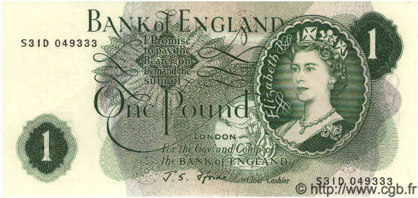 1 Pound ENGLAND  1967 P.374e fST+