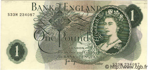 1 Pound INGHILTERRA  1971 P.374g AU