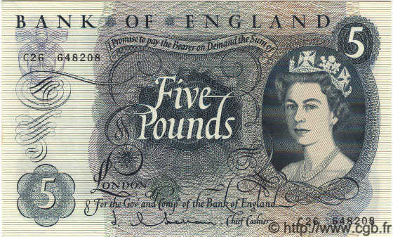 5 Pounds ENGLAND  1963 P.375a UNC-