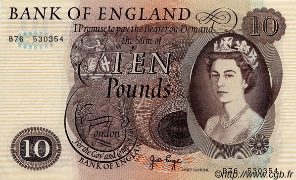 10 Pounds ENGLAND  1971 P.376c VZ+