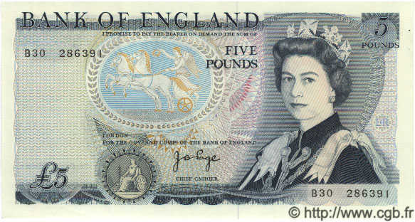 5 Pounds ENGLAND  1971 P.378a UNC