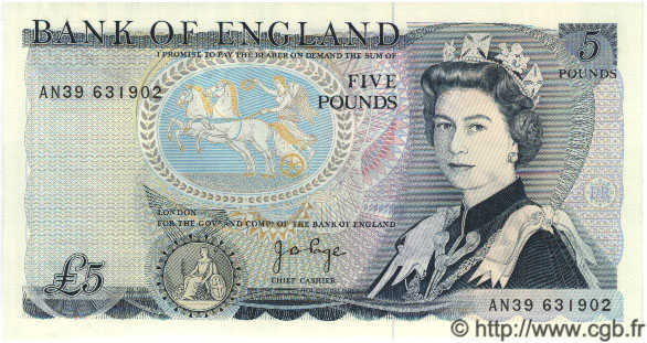 5 Pounds ENGLAND  1973 P.378b ST