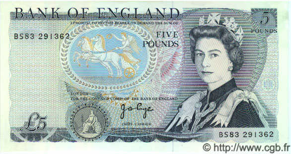 5 Pounds ENGLAND  1973 P.378b fST+