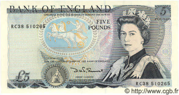 5 Pounds ENGLAND  1987 P.378d UNC