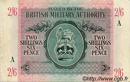 2 Shillings 6 Pence ENGLAND  1943 P.M003 VF+